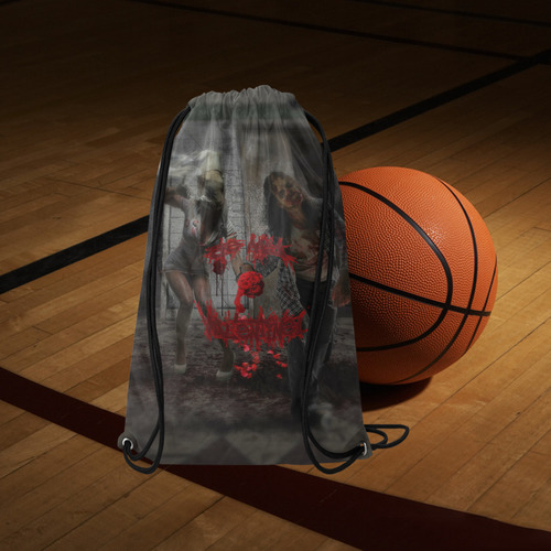 Happy Valentines Day Zombie Couple Small Drawstring Bag Model 1604 (Twin Sides) 11"(W) * 17.7"(H)