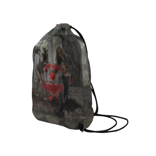 Happy Valentines Day Zombie Couple Medium Drawstring Bag Model 1604 (Twin Sides) 13.8"(W) * 18.1"(H)