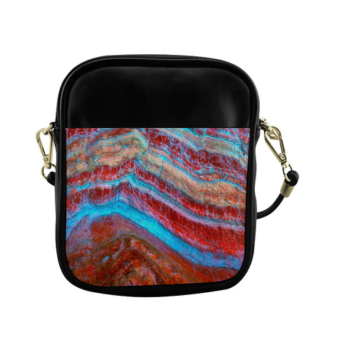 Red Blue Rock Layers Nature Art Sling Bag (Model 1627)