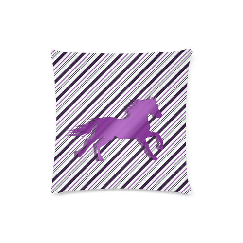 Running Horse on Stripes Custom Zippered Pillow Case 16"x16" (one side)