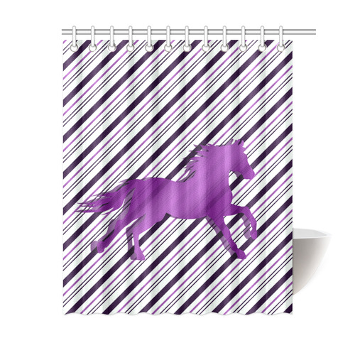 Running Horse on Stripes Shower Curtain 60"x72"