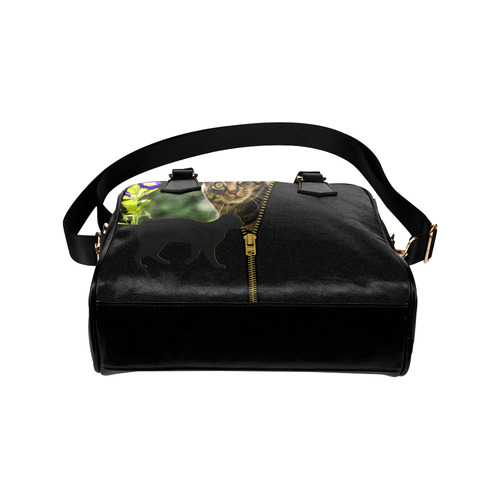 ZIPPER CUTE CAT FLOWERS Shoulder Handbag (Model 1634)
