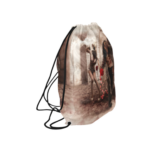 Happy Bride and Zombie Groom Large Drawstring Bag Model 1604 (Twin Sides)  16.5"(W) * 19.3"(H)