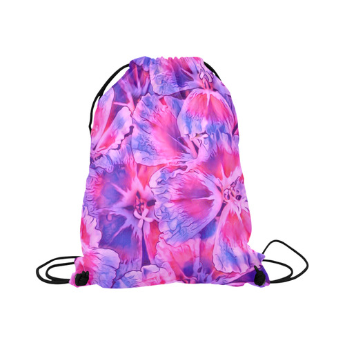 Floral ArtStudio delicate floral C Large Drawstring Bag Model 1604 (Twin Sides)  16.5"(W) * 19.3"(H)