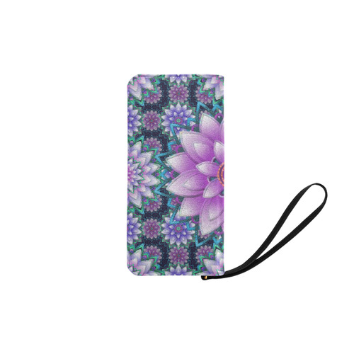 Lotus Flower Ornament - Purple and turquoise Women's Clutch Purse (Model 1637)