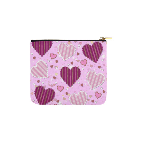 Pink Patchwork Hearts Carry-All Pouch 6''x5''