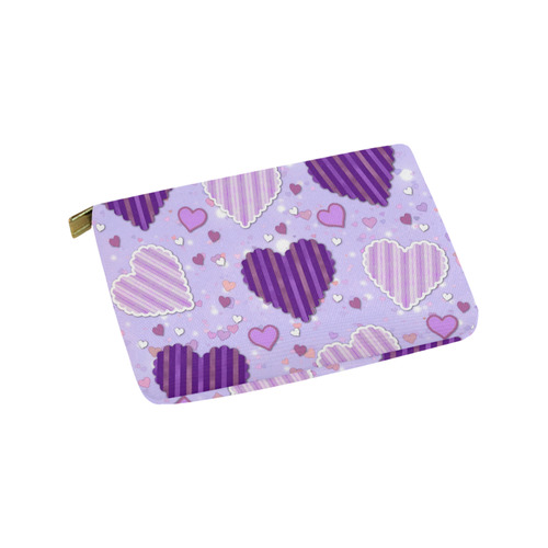 Purple Patchwork Hearts Carry-All Pouch 9.5''x6''