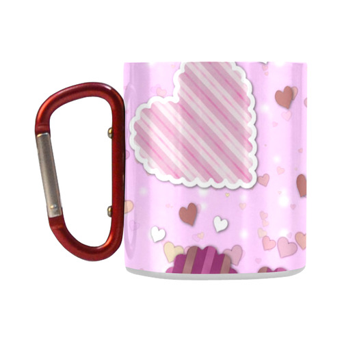 Pink Patchwork Hearts Classic Insulated Mug(10.3OZ)