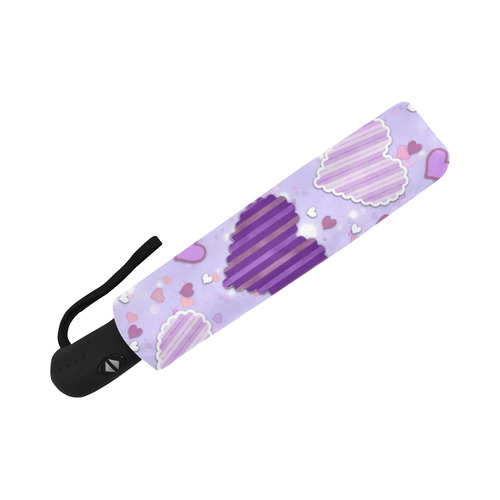 Purple Patchwork Hearts Auto-Foldable Umbrella (Model U04)