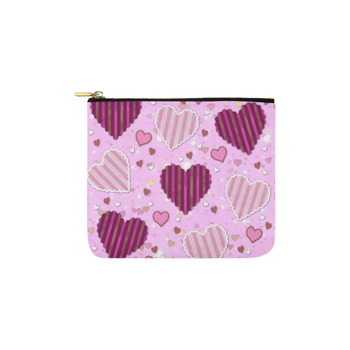 Pink Patchwork Hearts Carry-All Pouch 6''x5''