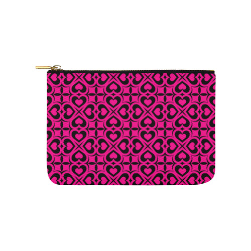 Pink Black Heart Lattice Carry-All Pouch 9.5''x6''