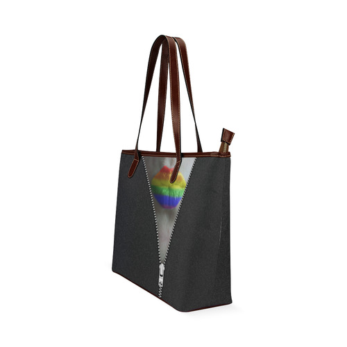 ZIPPER RAINBOW KISS LIPS Shoulder Tote Bag (Model 1646)