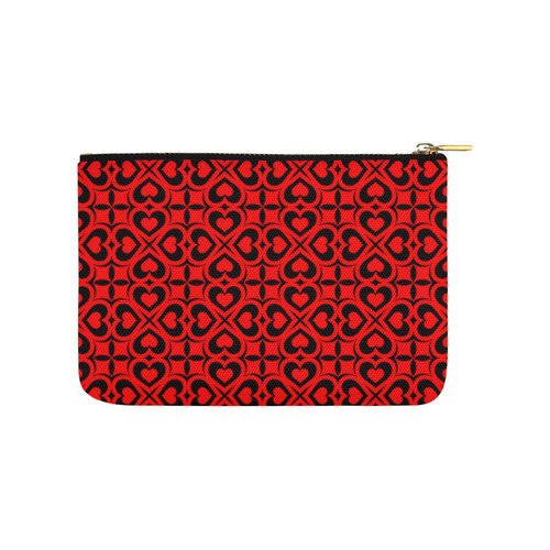 Red Black Heart Lattice Carry-All Pouch 9.5''x6''