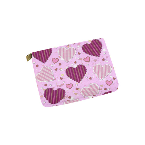 Pink Patchwork Hearts Carry-All Pouch 6''x5''