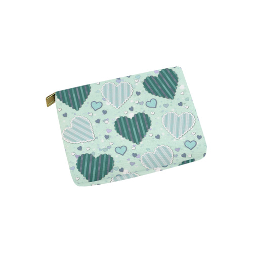 Mint Green Patchwork Hearts Carry-All Pouch 6''x5''