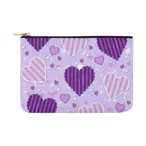 Purple Patchwork Hearts Carry-All Pouch 12.5''x8.5''