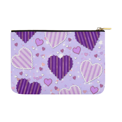 Purple Patchwork Hearts Carry-All Pouch 12.5''x8.5''