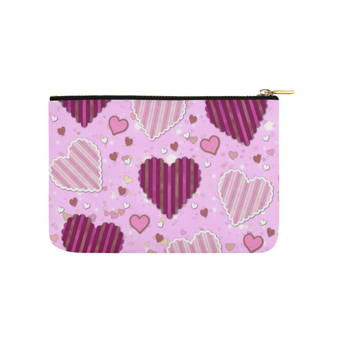 Pink Patchwork Hearts Carry-All Pouch 9.5''x6''