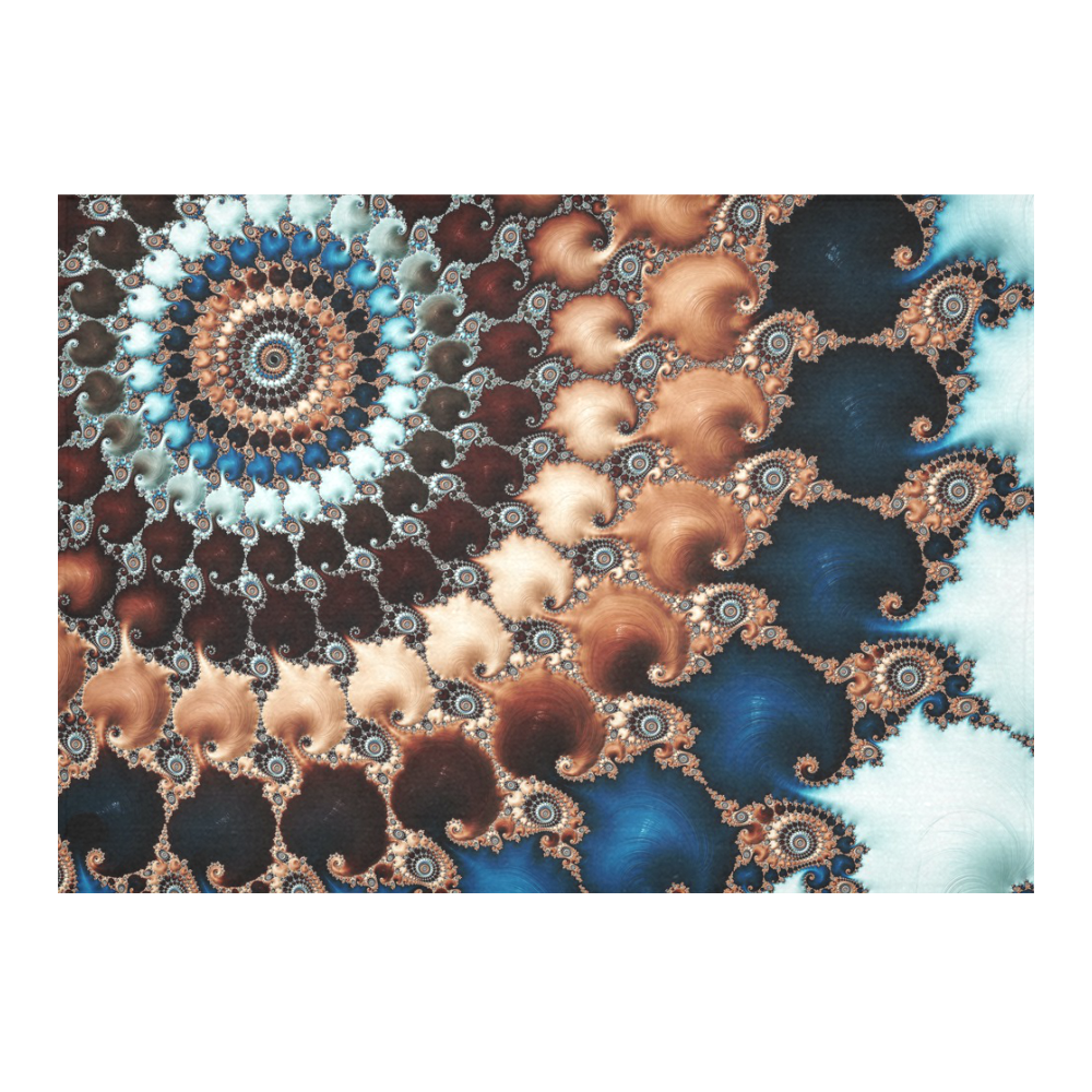Copper Blue Abstract Fractal Art Cotton Linen Tablecloth 60"x 84" ID