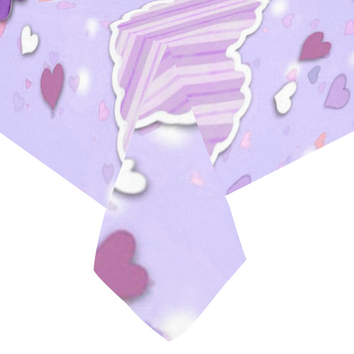 Purple Patchwork Hearts Cotton Linen Tablecloth 60"x120"