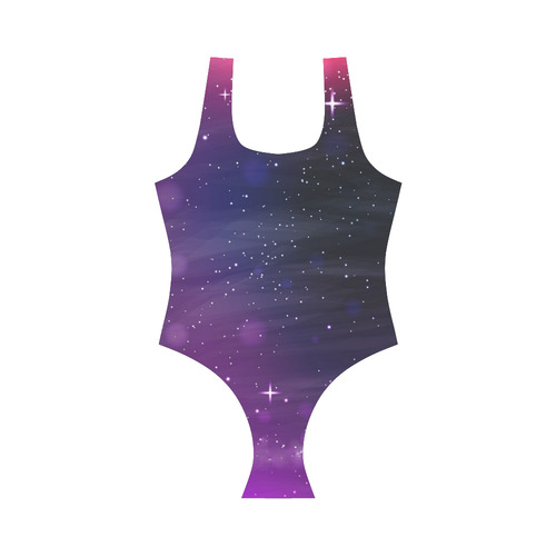 Purple galaxy Vest One Piece Swimsuit (Model S04)