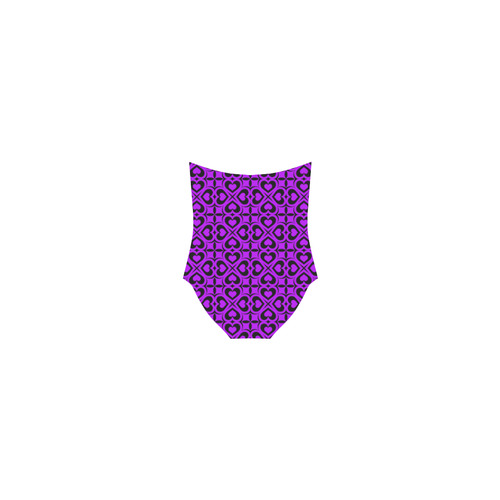 Purple Black Heart Lattice Strap Swimsuit ( Model S05)