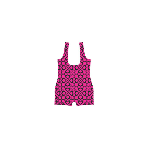 Pink Black Heart Lattice Classic One Piece Swimwear (Model S03)
