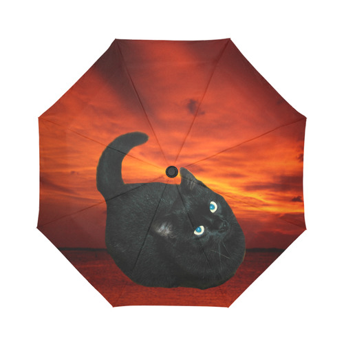 Cat and Red Sky Auto-Foldable Umbrella (Model U04)