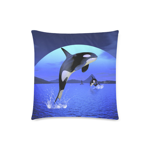 A Orca Whale Enjoy The Freedom Custom Zippered Pillow Case 18"x18"(Twin Sides)