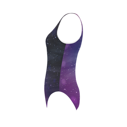 Purple galaxy Vest One Piece Swimsuit (Model S04)