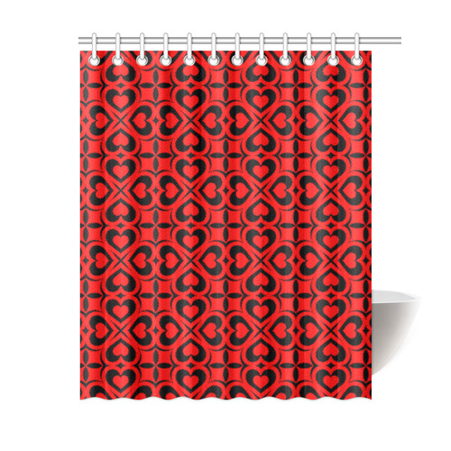 Red Black Heart Lattice Shower Curtain 60"x72"