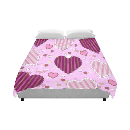 Pink Patchwork Hearts Duvet Cover 86"x70" ( All-over-print)