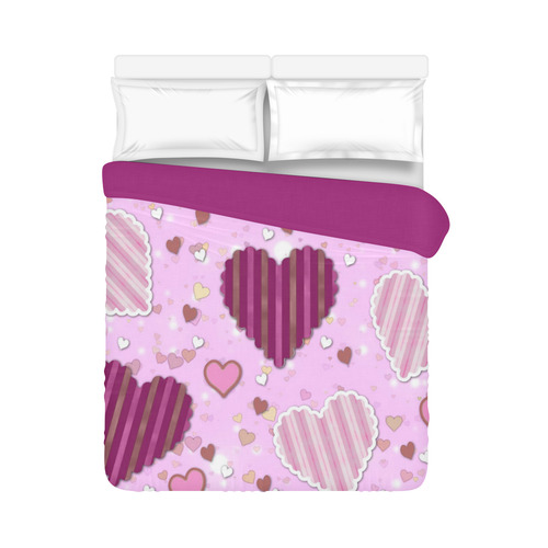 Pink Patchwork Hearts Duvet Cover 86"x70" ( All-over-print)