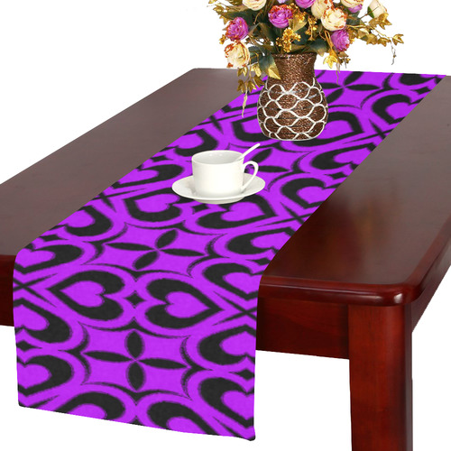 Purple Black Heart Lattice Table Runner 16x72 inch
