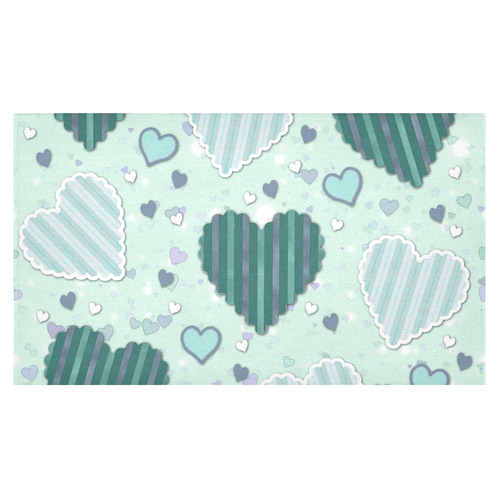 Mint Green Patchwork Hearts Cotton Linen Tablecloth 60"x 104"