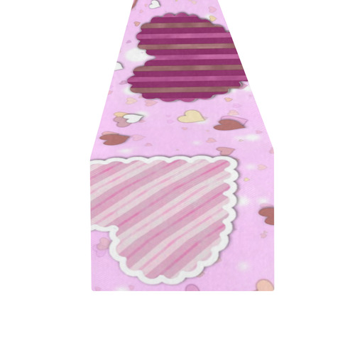 Pink Patchwork Hearts Table Runner 16x72 inch