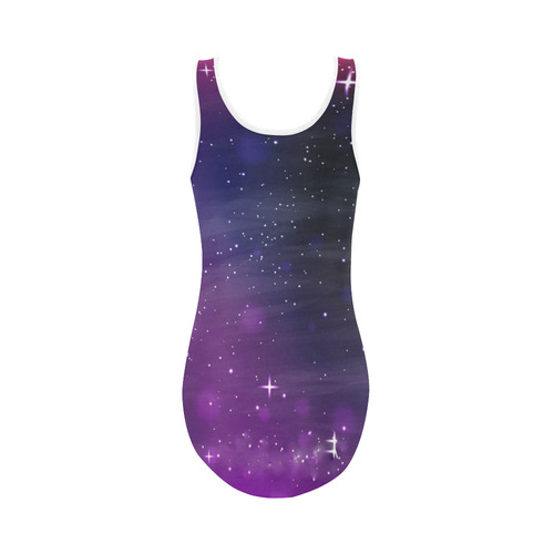 Purple galaxy Vest One Piece Swimsuit (Model S04)