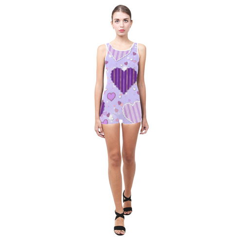 Purple Patchwork Hearts Classic One Piece Swimwear (Model S03)