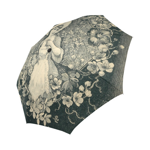 Vintage Floral Garden Beautiful Girl Auto-Foldable Umbrella (Model U04)