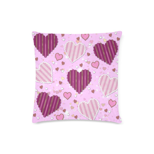Pink Patchwork Hearts Custom Zippered Pillow Case 16"x16" (one side)