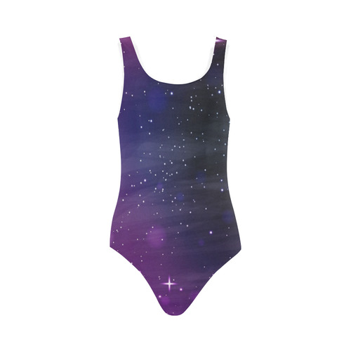 Purple galaxy Vest One Piece Swimsuit (Model S04)