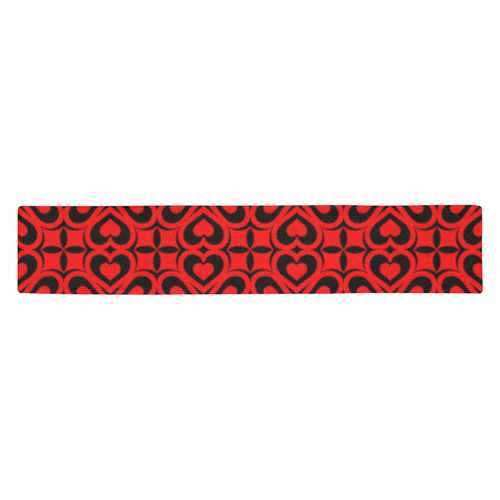 Red Black Heart Lattice Table Runner 14x72 inch