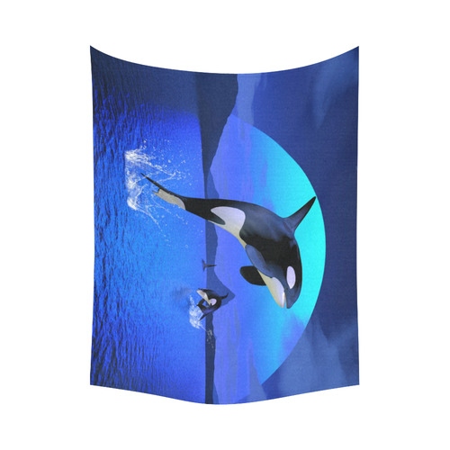 A Orca Whale Enjoy The Freedom Cotton Linen Wall Tapestry 80"x 60"