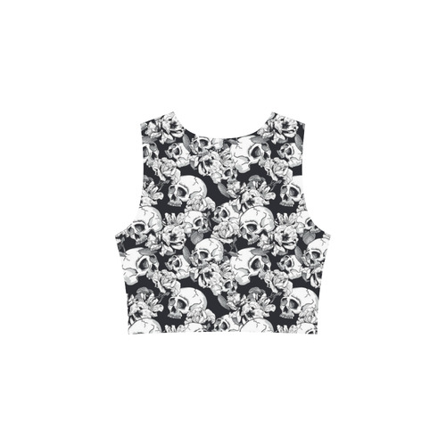 skull pattern, black and white Sleeveless Ice Skater Dress (D19)