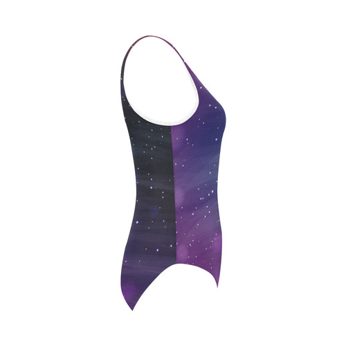 Purple galaxy Vest One Piece Swimsuit (Model S04)