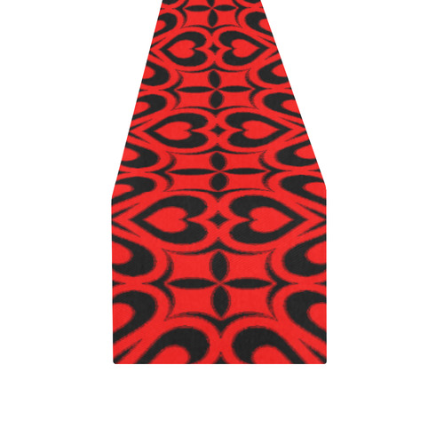 Red Black Heart Lattice Table Runner 14x72 inch