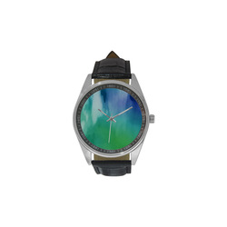 Abstract Watercolor B by FeelGood Men's Casual Leather Strap Watch(Model 211)