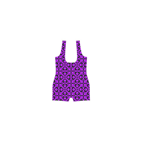 Purple Black Heart Lattice Classic One Piece Swimwear (Model S03)