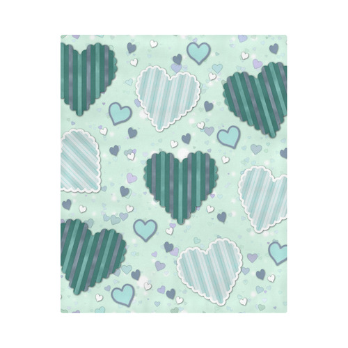 Mint Green Patchwork Hearts Duvet Cover 86"x70" ( All-over-print)