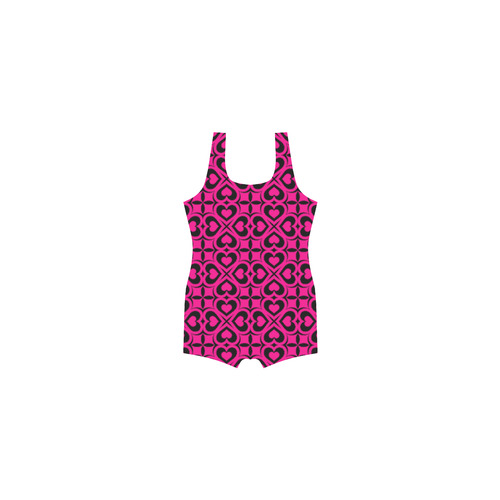 Pink Black Heart Lattice Classic One Piece Swimwear (Model S03)